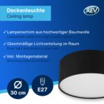 REV Deckenleuchte 30cm mit Baumwoll-Stoffschirm – Modernes Design für Schlafzimmer & Wohnzimmer – Bild 3