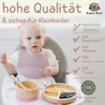 Bubba Bear Kindergeschirr-Set mit Saugnapf – Bambus Babyteller für sicheres Essen – Bild 4