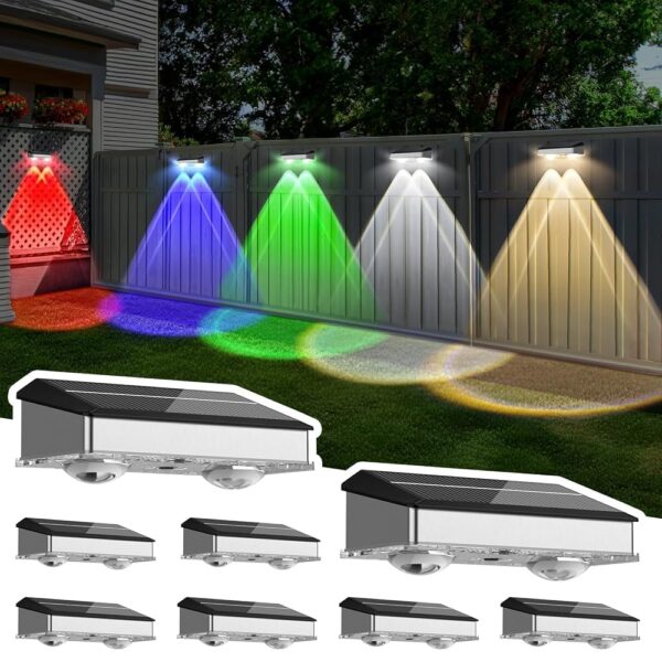Bzavor Solar-Wandleuchte 8er Set mit 9 Leuchtmodi – IP65 Edelstahl Gartenbeleuchtung