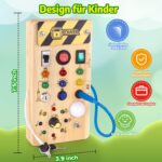 Hoarosall Montessori Busy Board – LED Activity Spielzeug aus Naturholz für Kleinkinder ab 1 Jahr – Bild 2