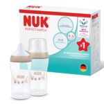 NUK Perfect Match Babyflasche 260 ml – Anti-Kolik für 3+ Monate | 2er Set Affe