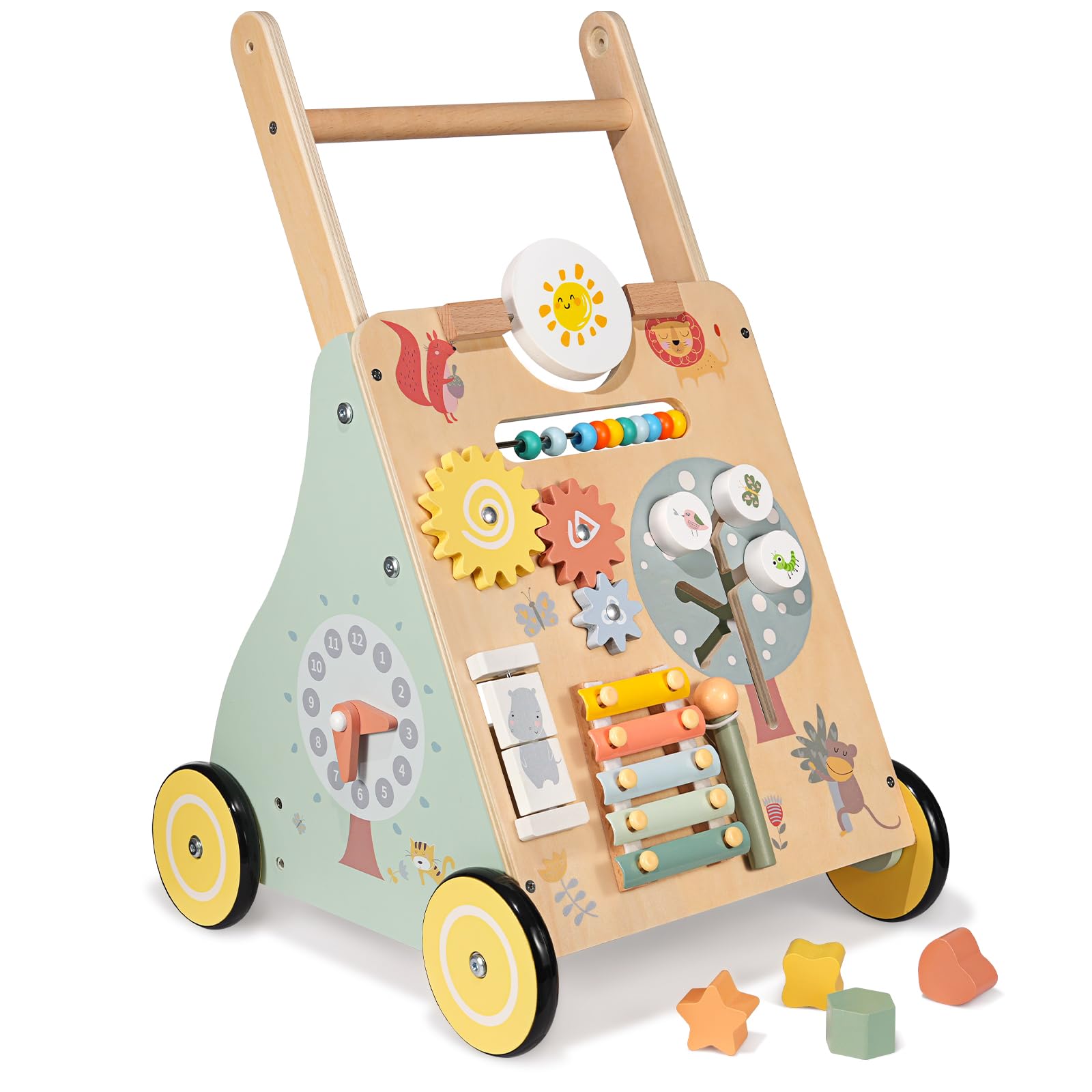 Itslife Baby Lauflernwagen Holz – Montessori Spielzeug mit Aktivitäten für Jungen & Mädchen