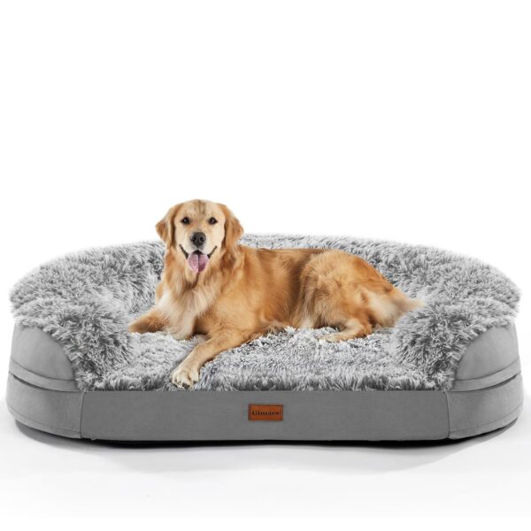 Gimars Orthopädisches Hundebett XL mit 28D Eierkarton-Schaum – Stützendes Hundesofa für grosse Hunde