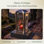 Grablampe Venezia Edelstahl mit Granitsockel – Kristallglas & Magnetverschluss 13×13×24 cm – Bild 5