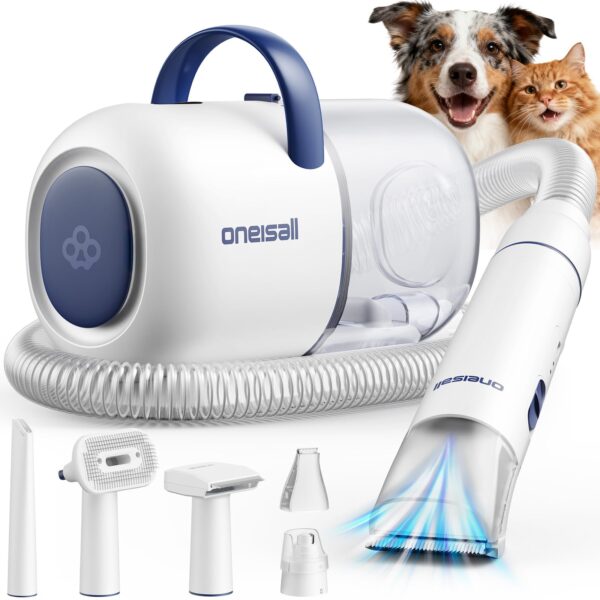 oneisall Hundeschermaschine mit Staubsauger – 15000 Pa Saugkraft für Hunde & Katzen