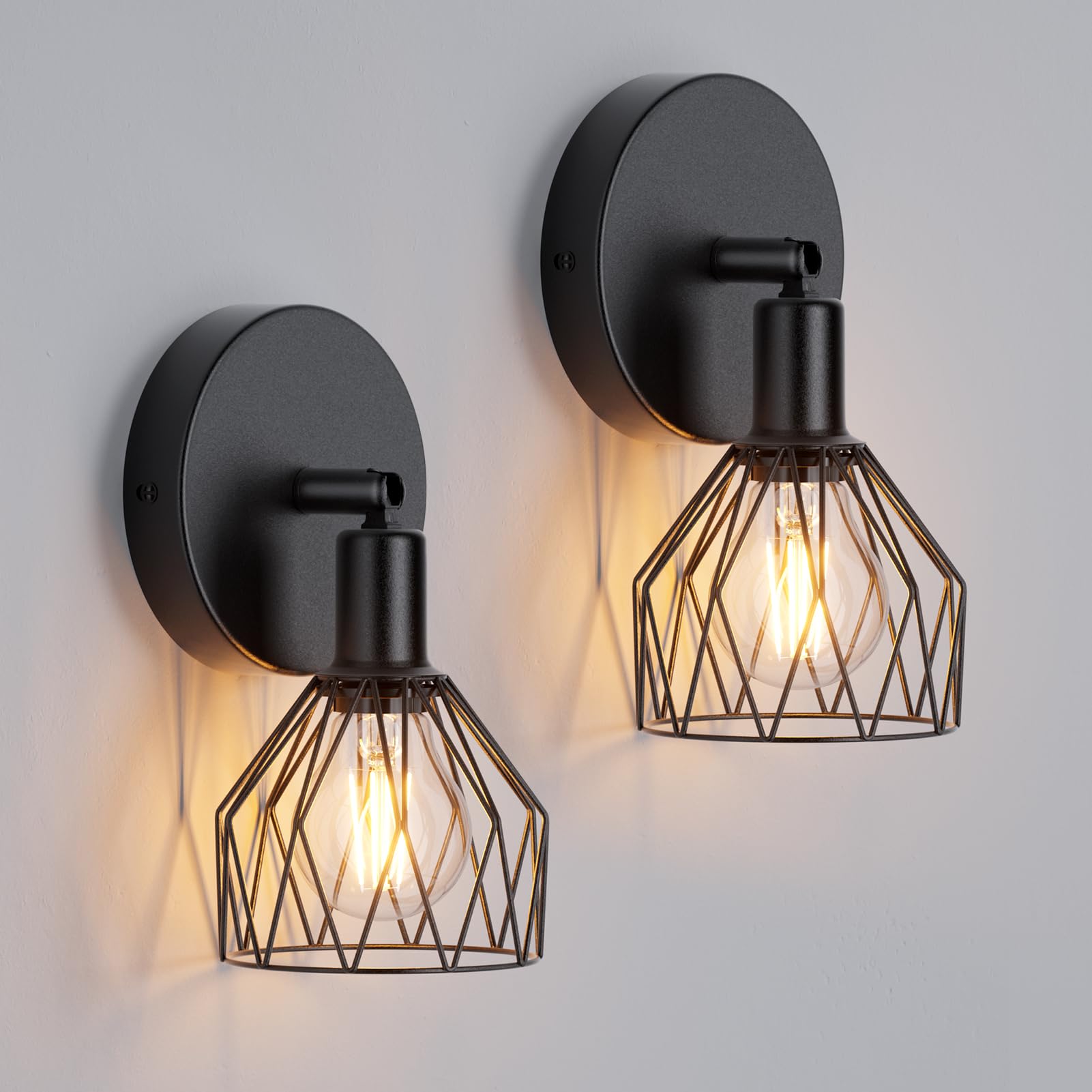 Klighten 2er Set Vintage Wandleuchte schwenkbar – Industrial Design Wandlampe E14 für Innenräume