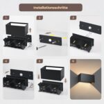 vatato LED Wandleuchte 24W 3000K – Aluminium Aussenleuchte IP65 mit verstellbarem Abstrahlwinkel – Bild 4