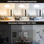 zemty 22cm LED Deckenleuchte dimmbar – 1500 Lumen mit Fernbedienung & Nachtlicht – Bild 3