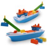 Toyland® 41cm Frachtschiff mit Kran & 6 Containern – Schwimmendes Wasserspielzeug für Kinder ab 3