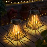 2x Bseical Solar Laternen Außen – Vintage Hängeleuchten IP65 Wetterfest für Garten & Terrasse