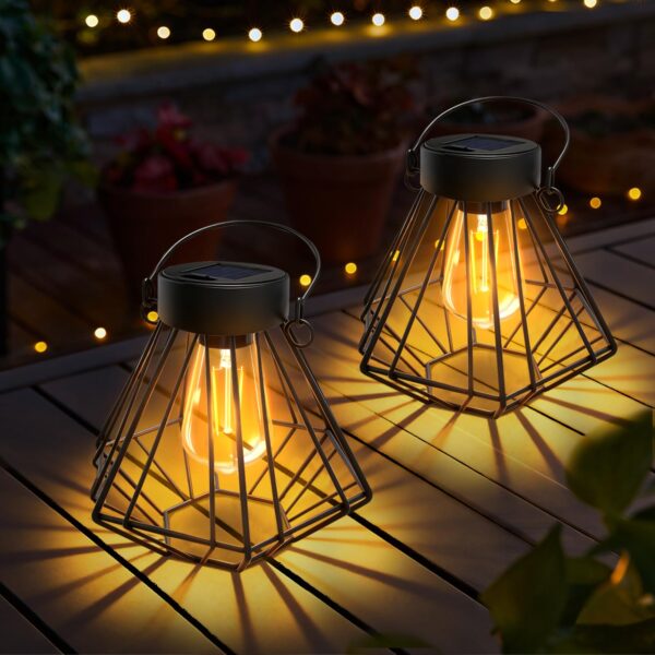 2x Bseical Solar Laternen Außen – Vintage Hängeleuchten IP65 Wetterfest für Garten & Terrasse
