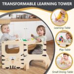 labebe Lernturm klappbar 3 in 1 – Montessori Learning Tower mit Kreidetafel ab 1 Jahr – Bild 5