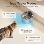 Voluas Katzenbrunnen Edelstahl 3,2 l – Kabelloser Wasserbrunnen mit 4-Stufen-Filter & 3 Modi – Bild 2
