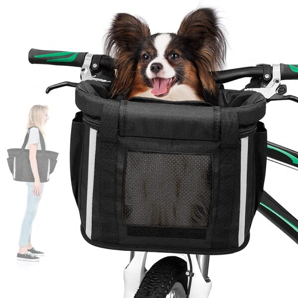 ANZOME Hundekorb Fahrrad Vorne mit Sicherheitsgurt – Transportkorb für kleine Haustiere