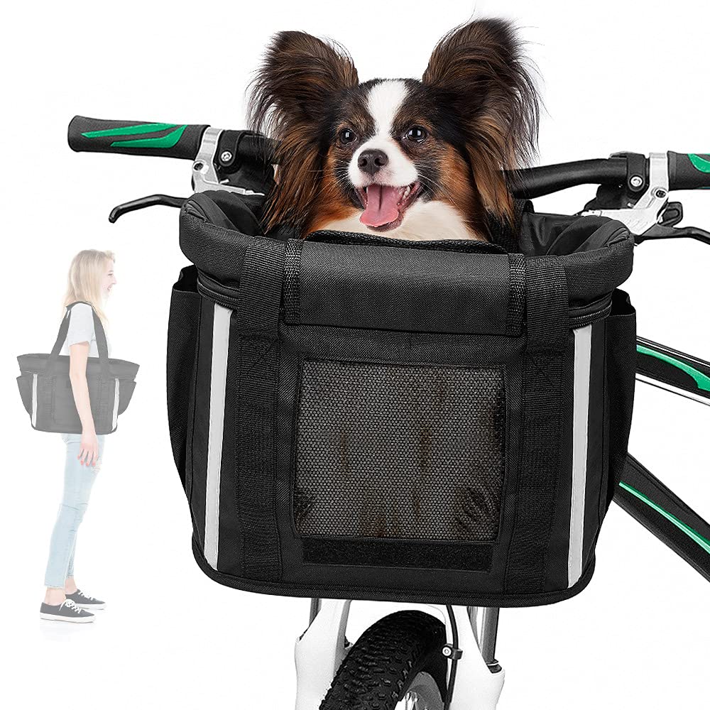 ANZOME Hundekorb Fahrrad Vorne mit Sicherheitsgurt – Transportkorb für kleine Haustiere