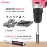 Hi-Spec 18V Akkubohrschrauber Pink – Profi-Bohrmaschine mit 58tlg Bitset für Holz, Metall & Mauerwerk – Bild 4