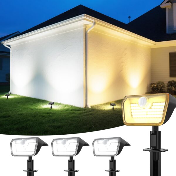 Linkind Solar Strahler mit Bewegungsmelder 3000K & 6500K – IP67 Gartenleuchte, 3er Set