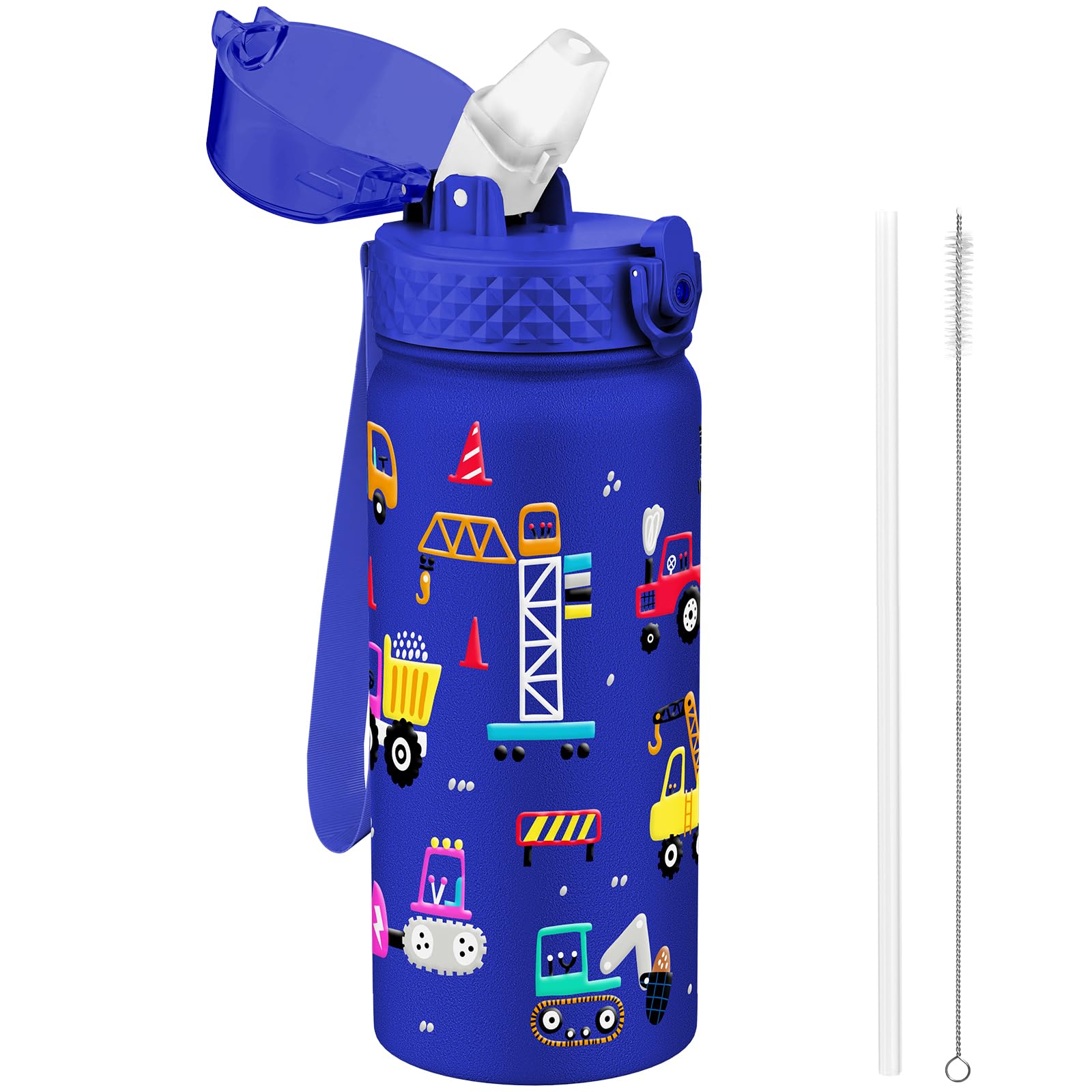 GOPPUS Trinkflasche 550ml Edelstahl – Auslaufsicher mit Strohhalm für Kinder