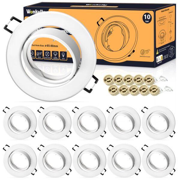 LED Einbaustrahler GU10 Set 10er – Schwenkbar 30° Ø 68 mm Weiss Matt