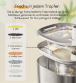 WILKIEE Katzenbrunnen Edelstahl 4.1L Kabellos – intelligenter Trinkbrunnen mit Sensor & 4000mAh – Bild 7