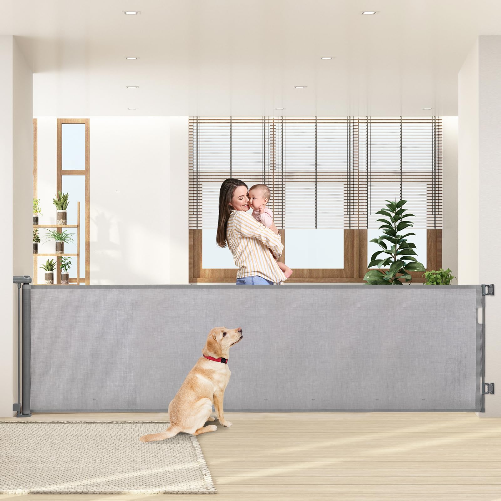 HollyHOME Ausziehbares Treppenschutzgitter 300cm – Sicherheitsgitter für Babys & Haustiere
