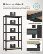 SONGMICS Schwerlastregal 2er Set 40x90x180 cm – 175 kg pro Boden für Lager & Garage – Bild 4