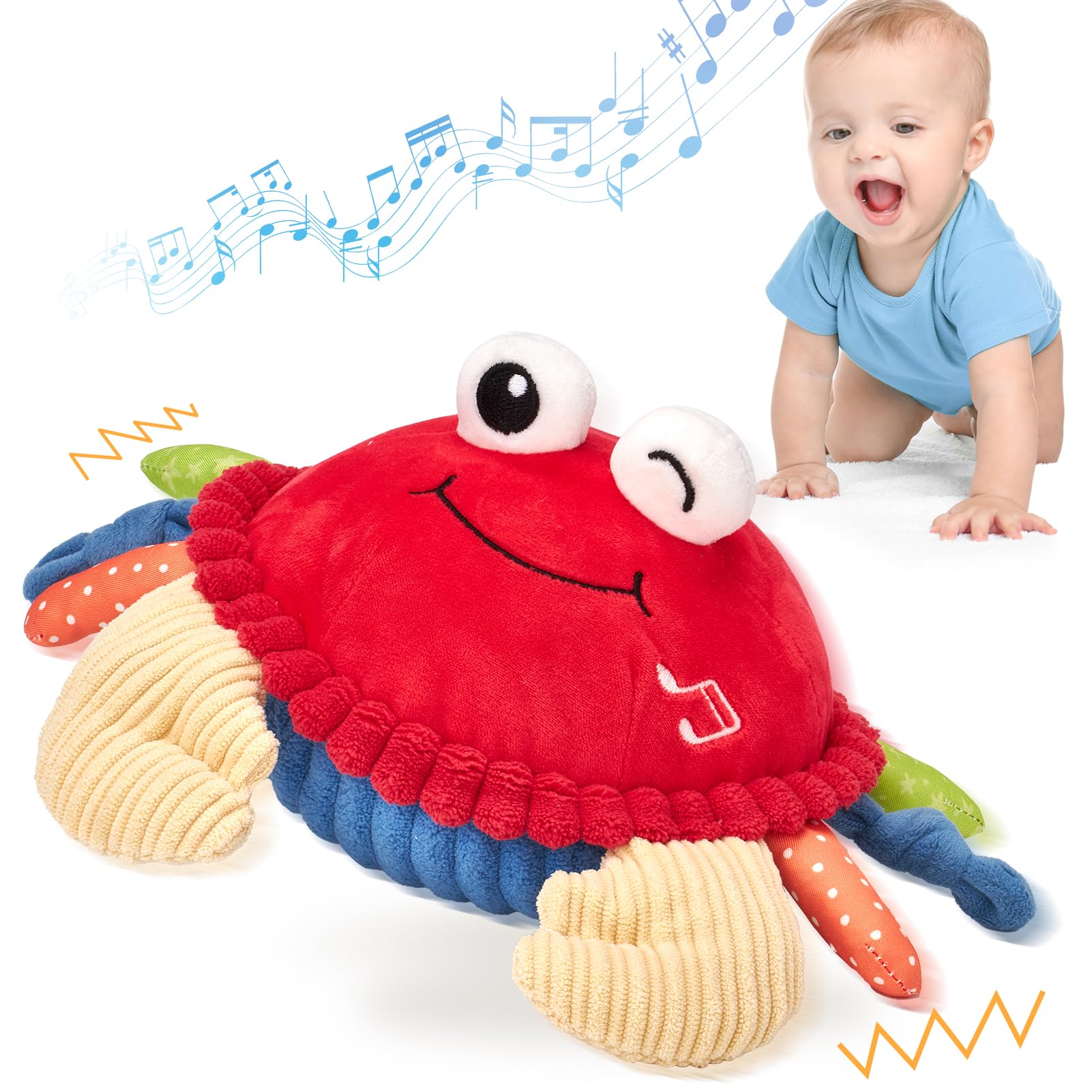 hahaland Krabbe Krabbelspielzeug ab 6 Monaten – Musikalisches Baby Spielzeug mit Aufnahmefunktion