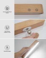 FULNIX Wandleuchte Holz mit 7500mAh Akku – Kabellose LED-Leuchte mit Fernbedienung & 360° Drehung – Bild 4