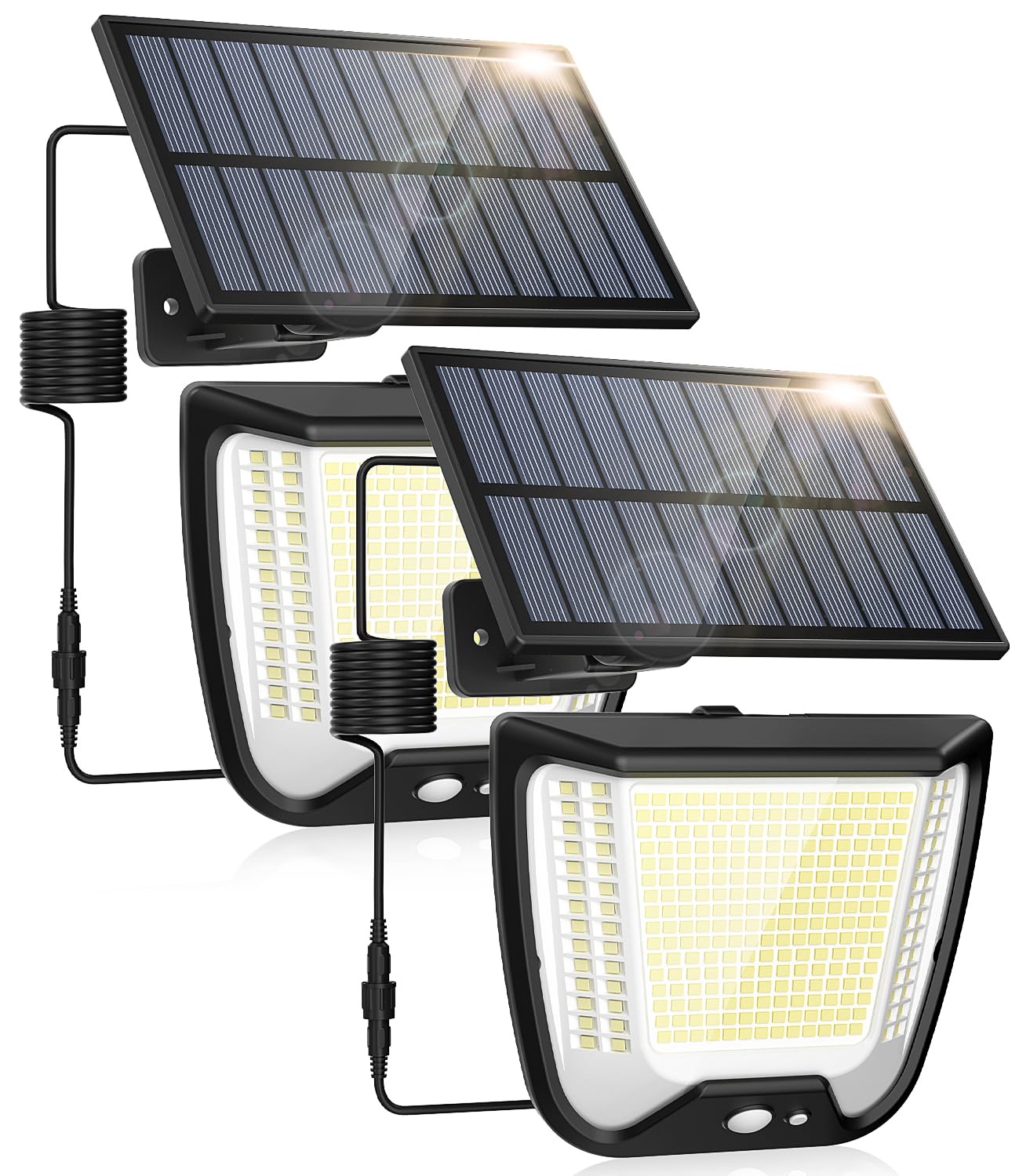 spqment Solar-Sicherheitsleuchte 288 LED mit Bewegungsmelder – IP65 Aussenstrahler für Garten & Garage