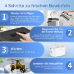 WIE Eiswürfelmaschine 1.3L – 9 Würfel in 6 Minuten, 12 kg/Tag, selbstreinigend – Bild 2