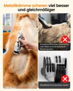 oneisall Kabellose Hundeschermaschine mit Metallkamm – Leise Tierhaarschneidemaschine für dichtes Fell – Bild 3