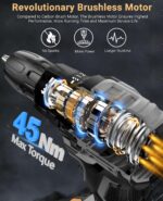 AKZWOXRO Akkuschrauber Bürstenlos 21V mit 45Nm – Profi-Bohrmaschine für DIY & Handwerk – Bild 2