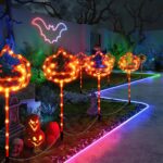 5er-Set Halloween Kürbis Solarleuchten – Wasserfeste Gartenleuchten mit 8 Lichtmodi – Bild 4