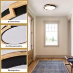 JZEKVN LED Deckenleuchte 30cm Schwarz mit Holz – 24W Deckenlampe 4000K für Wohnräume – Bild 4