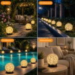 Ciskotu 4er Set Bruchglas Solarleuchten – 120 LED Gartenbeleuchtung IP44 Wasserdicht – Bild 6