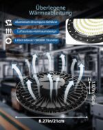 HAPYLUMI LED Hallenstrahler 100W, 2er Set – 10.000 Lumen UFO Werkstattlampe IP65 – Bild 4