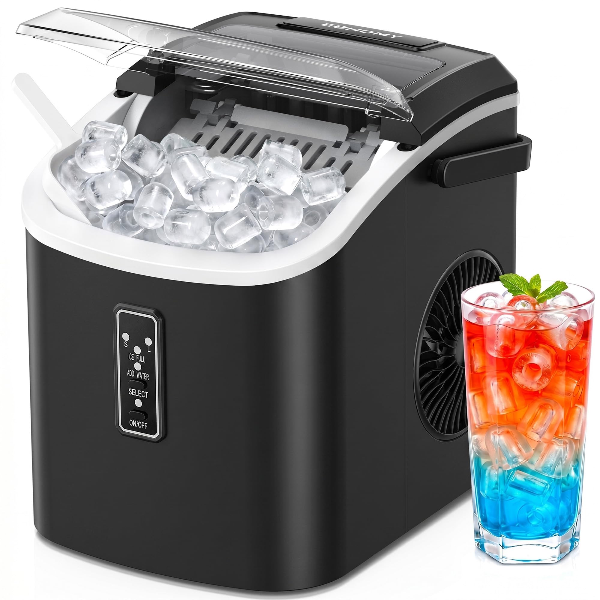 EUHOMY Eiswürfelmaschine – 12 kg/Tag, 2 Grössen, Selbstreinigend & Tragbar