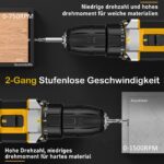 Sundpey 21V Akkuschrauber Set mit 2×2.0Ah Akkus & 45 Nm – Profi-Bohrschrauber für DIY – Bild 4