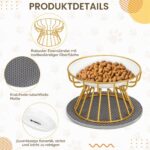 Mozvvco Erhöhter Katzennapf 2er-Set – Keramik mit Metallständer & Silikonmatte Gold – Bild 3