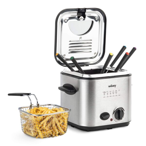 Wëasy TB600 2-in-1 Fritteuse & Fondue – 1,2 L Edelstahl mit Temperaturregelung
