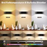 SNADER Akku Wandleuchte mit Bewegungsmelder & Fernbedienung – 600 LM, dimmbar, 3 Farbtemperaturen + 15 RGB-Farben – Bild 4