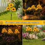 HuaMuDM 3er Set Solar Sonnenblumen – LED Gartenleuchten wasserdicht für Garten & Terrasse – Bild 8