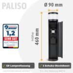 SSC-LUXon PALISO Steckdosensäule mit G9 Licht & 2 Steckdosen – IP44 Pollerleuchte – Bild 5