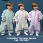MIKAFEN Baby Schlafsack Langarm mit Füssen 2.0Tog – Ganzjahres Schlafanzug für 75-85cm – Bild 7