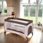 tectake® Babyreisebett 126x65x80 cm mit Matratze – Höhenverstellbar & Mobil für Reisen – Bild 7