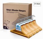 Homewit 24er-Set Kinderkleiderbügel Holz 30cm – 360° Drehbarer Haken für Babys & Kinder – Bild 9
