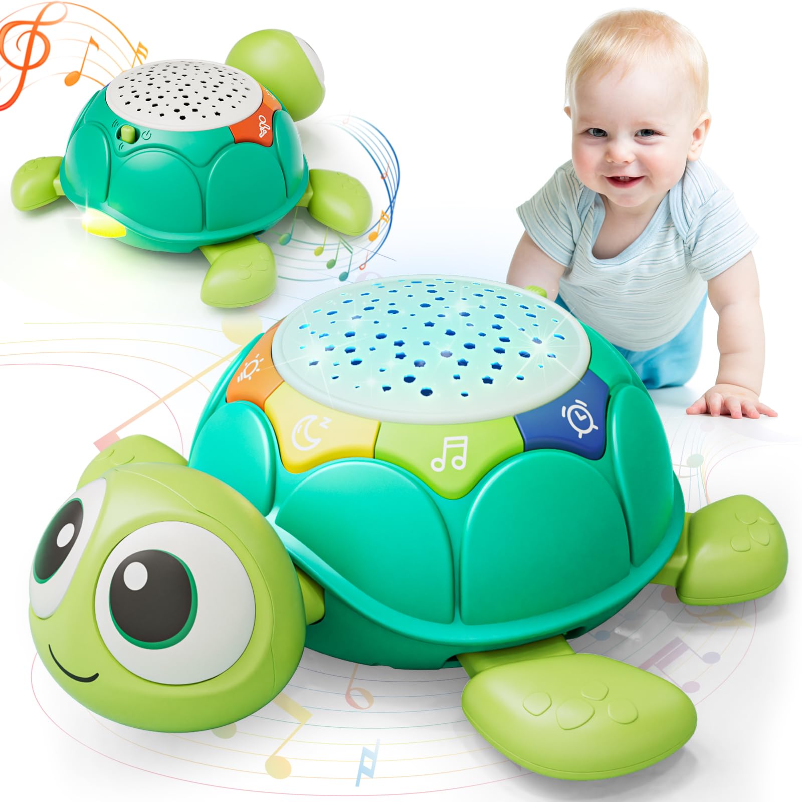 Lehoo Castle Krabbelschildkröte mit Musik & Projektor – Pädagogisches Lernspielzeug ab 3 Monaten