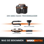 WORX WX031.9 Akku Nass-/Trockensauger 20V – 16 kPa Saugkraft für Werkstatt & Haushalt – Bild 6