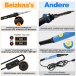 Beizkna Lötkolben Set 80W – LCD-Temperaturregelung 180–520°C mit 5 Spitzen & Zubehör – Bild 3