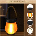 2er Set Solar Laterne mit tanzenden Flammen – LED Gartenleuchte wetterfest für Balkon & Camping – Bild 3